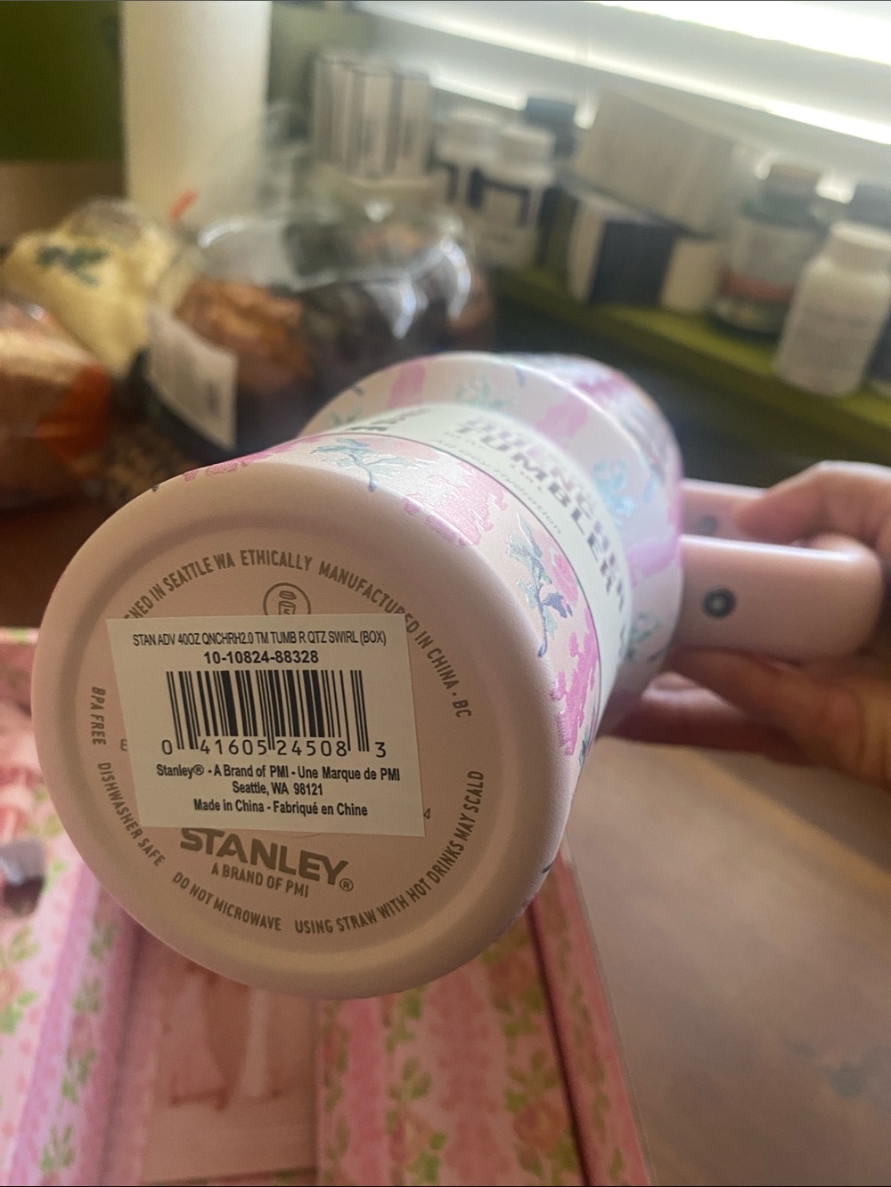 Stanley Pink Floral Quencher Tumbler with Gold Accent - Picture 9 of 14